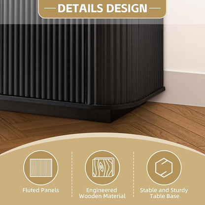 64'' Fluted TV Stand for TVs up to 75'', Modern Long Media Console - Image 4