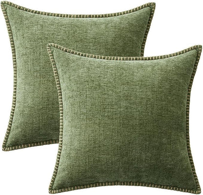 MIULEE Decorative Euro Sham Pillow Covers 24x24 Inch Sage Green 2 Pack | - Image 8