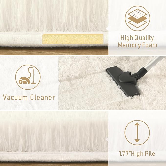 LOCHAS 2x6 Runner Rugs for Hallway, Fluffy Area Rugs for Bedroom, Cream | Ultra - Image 6