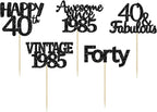Gyufise 30Pcs Black Glitter Vintage 1985 Cupcake Toppers Awesome Since 1985 Cake Decorations Cheers to 40 Fabulous Forty Cupcake Picks 40th Birthday Wedding Anniversary Party Cake Decorations Supplies