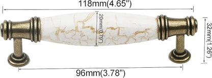 Set of 4 Marble Ceramic Handle Antique Cabinet Door Pull Modern Euro Style - Image 2