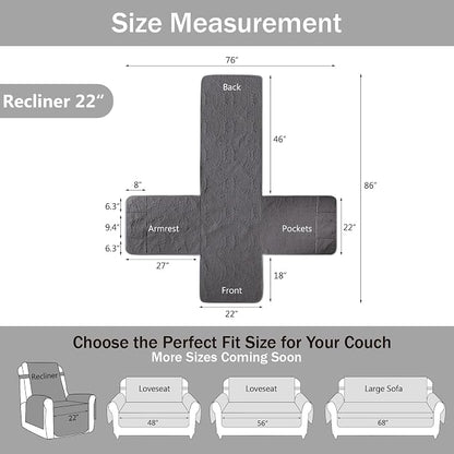 Quilted Recliner Chair Covers, Water-Repellent Recliner Slipcovers, Lazy Boy - Image 6