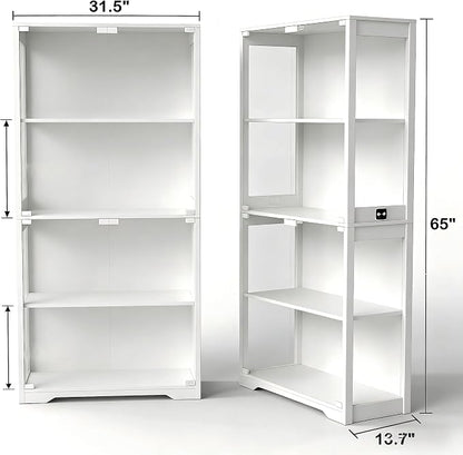 Display Cabinet with Glass Doors, Curio Cabinet with 3 LED Lights and Human - Image 2