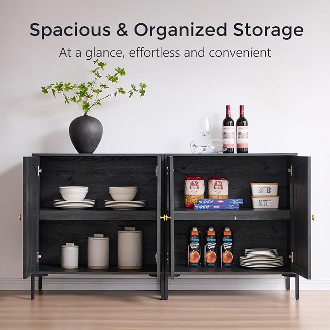 IFBUY Modern Sideboard Buffet Cabinet, 61.75" W Fluted Arched Buffet Cabinet - Image 3