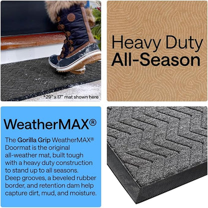 GORILLA GRIP 100% Waterproof All-Season WeatherMAX Doormat, Durable Natural - Image 3