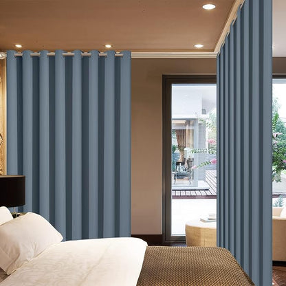 Yakamok Stone Blue Room Darkening Curtains 84 inch Sliding Door Drapes | 1 - Image 2