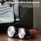 PUSEE 51mm Espresso Tamper, Calibrated Tamper with 30lbs Double Spring Loaded Tamper Walnut Wood Coffee Tamper for Barista Home,Stainless Steel Base Tamper Espresso Tool Fits 51mm Portafilters
