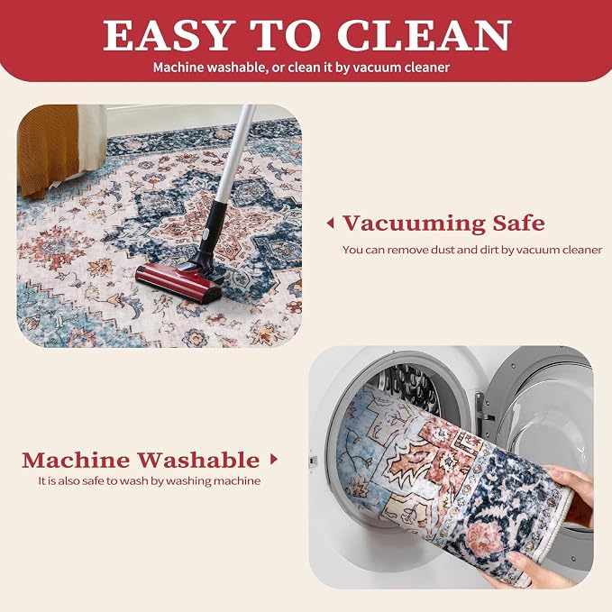 SERISSA 9x12 Washable Non Slip Boho Area Rug - Image 3