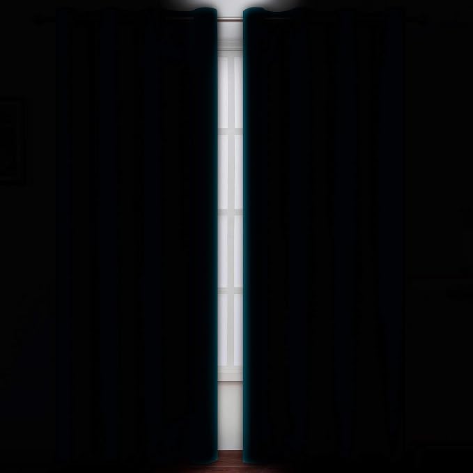 Teal Thermal Blackout Curtains/52 x 95 Inch/Set of 2 Panels Room Darkening - Image 3