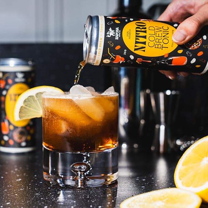 Raposa Nitro with Tonic Ready to Drink Coffee 250ml - 8.45oz - Dairy Free - Vegan Cold Brew Ready to Drink, Non GMO, No Artificial Anything - 65mg Caffeine (Cold Brew Tonic (12 Pack))