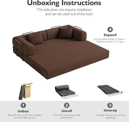 79in Convertible Sofa Bed, Corduroy Boneless Couch Bed, Futon Sleeper Sofa Pull - Image 5