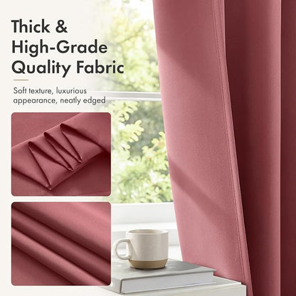 MIULEE 4 Panels Set Dusty Rose Blackout Curtains 63 Inch Length Bedroom | - Image 8