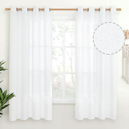 YoungsTex White Linen Curtains 68 Inch Length by YoungsTex