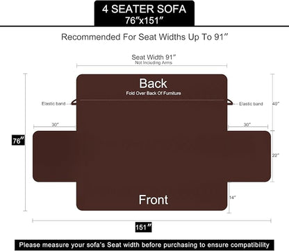 U-NICE HOME 4 Seater Sofa Cover 91''Large Couch Cover, Coffee/Beige | Washable - Image 6