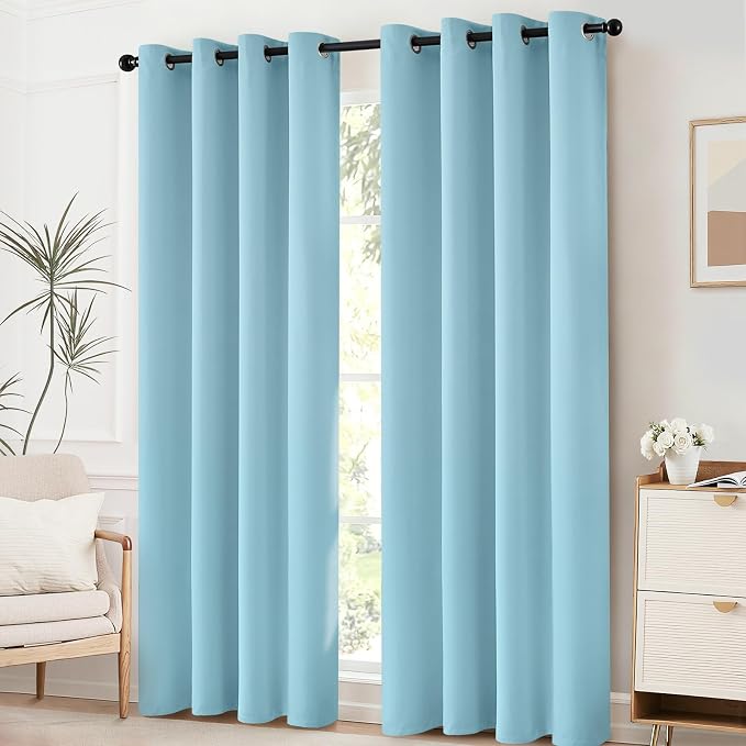 Yakamok Room Darkening Curtains 52x72 inch Length Sky Blue-Living Room | 2 - Image 2