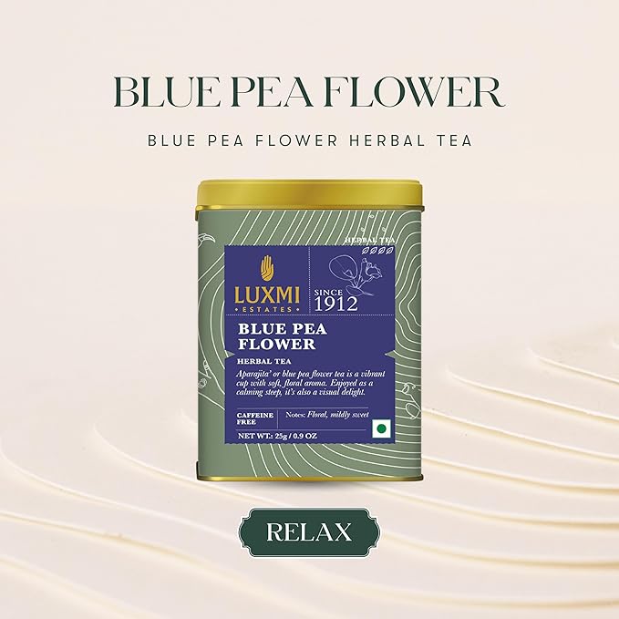 Luxmi Estates - Butterfly Pea Flower Tea - Loose Leaf - 25g (12 Cups) | USDA Certified Organic Blue Tea | Caffeine-Free | Single Ingredient