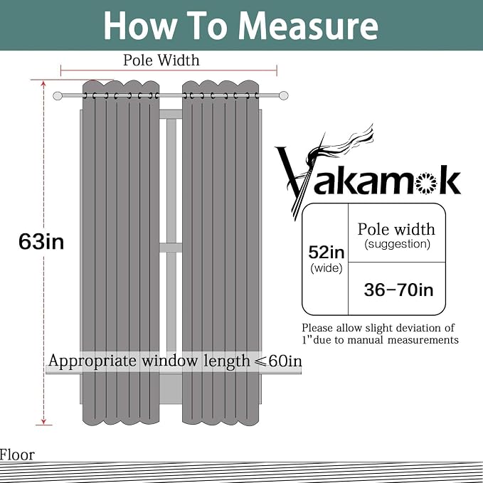 Yakamok Room Darkening Curtains 52x63 inch Length Stone-Living Room | 2 panels - Image 3