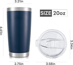 20 oz Tumbler with Lid Stainless Steel Double Wall Vacuum Insulated Tumblers Powder Coated Cups Travel Mug Keep Drinks Cold and Hot, Navy
