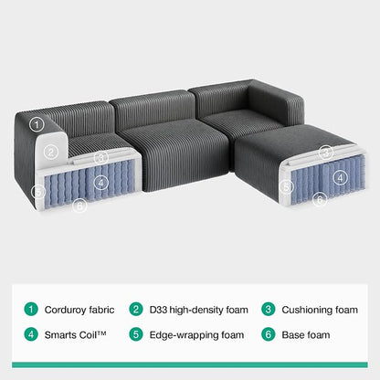 Novilla 106" Modular Sectional Sofa, Modern Cloud Sectional Couch - Image 8