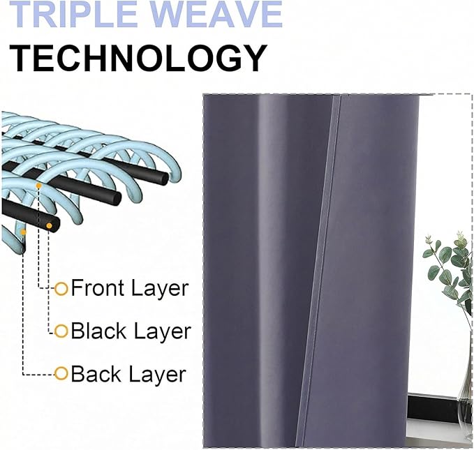 Simplebrand Ava Greyish Purple Short Blackout Curtains - Image 5