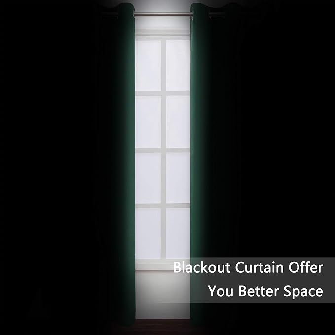 Dark Green Thermal Blackout Curtains/38 x 84 Inch/Set of 2 Panels Room - Image 3