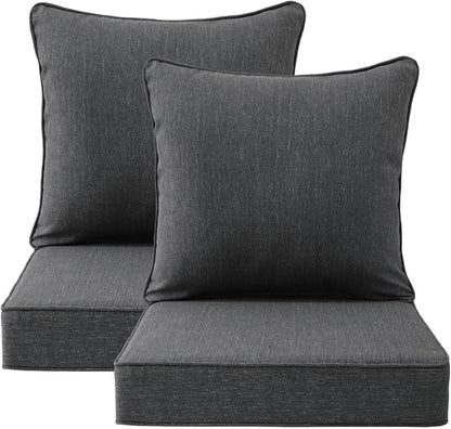 Outdoor Deep Seat & Back Cushion Set, 24 x 24 Inch Water Repellent and Fade by Supflourishia