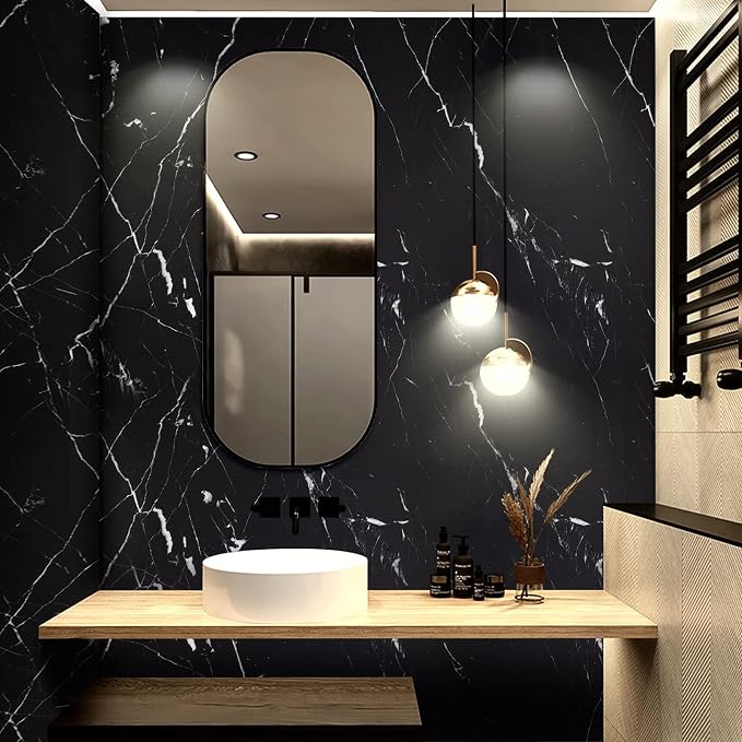 practicalWs 23.6''×118'' Marble Contact Paper Black/White Peel and Stick - Image 7