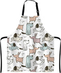 Cartoon Dogs Apron for Women and Men, Adjustable Kitchen Chef Apron for Cooking Baking - Cute Birthday, Anniversary, Mother's Day Apron Presents for Mom Wife Girlfriend Aunt Grandma