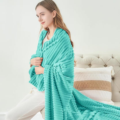 BEDELITE 3D Ribbed Jacquard Aqua Fleece Throw Blanket - Image 8