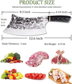BLADESMITH Butcher Knife 8“, Forged Meat Cleaver Kitchen Knives, Curved High Carbon Steel Blade, PakaWood Handle, for Slicing and Cutting