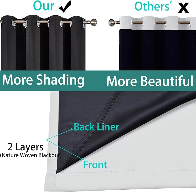 Yakamok 100% Blackout Curtains 84 Inches Long, 2 Thick Layers Heat and Full - Image 6