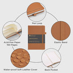 &And Per Se Lined Journal Notebook, 160 Pages, A5 5.7 x 8 inches College Ruled Thick Paper Notebook Journals for Writing, Hardcover Notebooks for Women Men Office School (1 Pack, Light Brown)