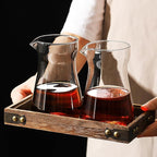 16 oz Glass Coffee Carafe with Wood Heat-Resistant Layer, Pour Over Coffee Carafe and Tea Steeper Coffee Decanter Coffee Server, 1 Pcs Included,(Smoky Gray)