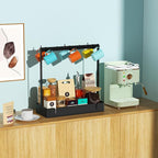 Coffee Mug Holder with Movable Hooks, 6-Mug Capacity Countertop Coffee Cup Rack with Storage Base