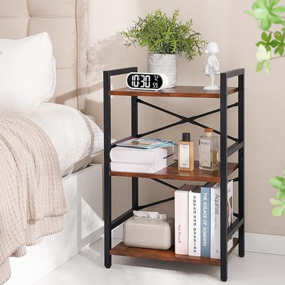 Yoobure Bookshelf Small Book Shelf, Solid Industrial 3 Tier Shelf Bookcase - Image 2