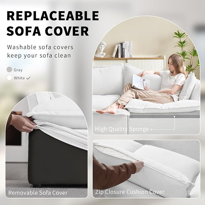 Waterproof Ottoman, Down Filled Comfort Footrest, Modular Sectional Cloud Sofa - Image 5
