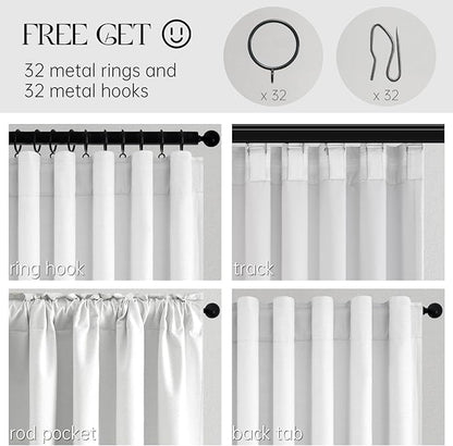 Beige White Linen blackout curtains 84 inch long 2 Panels 100% Black out Linen - Image 3