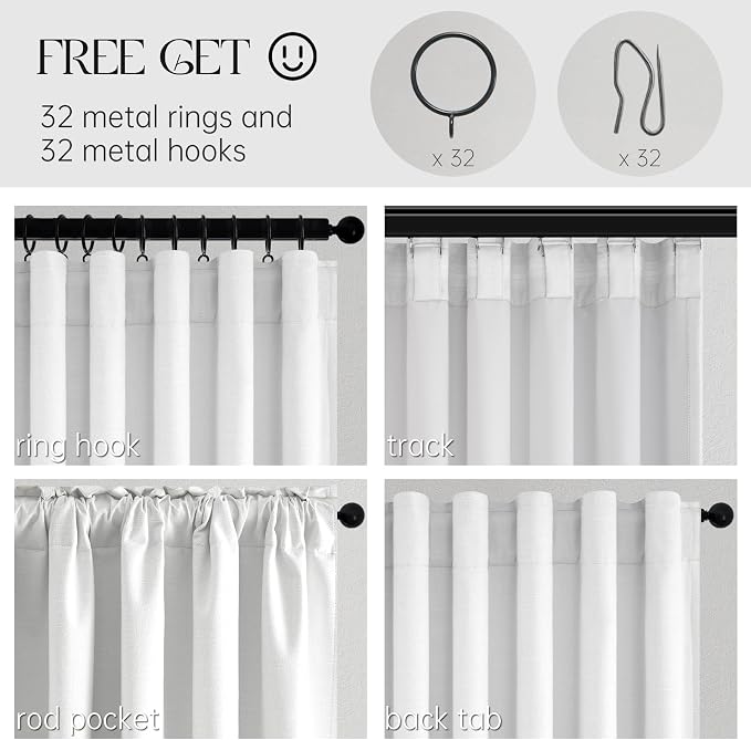 Topfinel 120 Inch Linen Blackout Curtains 2 Panels - Image 5