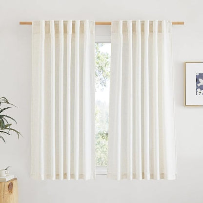 NICETOWN Natural Linen Curtains 54 inches Long by NICETOWN