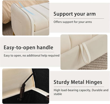 End of Bed Storage Bench, Storage Ottoman Bench - Image 7