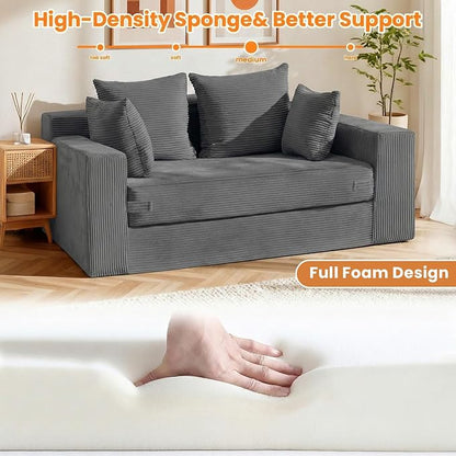 Winzon Boneless Loveseat, 3 in 1 Convertible Sofa Bed Sleeper Sofa Floor Futon - Image 4
