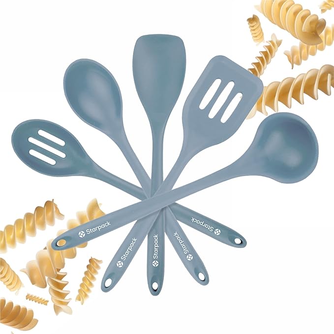 Starpack 'Stir & Serve' Silicone Cooking Utensils Set (5 Pcs) - Kitchen Utensil Set Heat Resistant to 600°F - Kitchen Utensils for Nonstick Cookware - Silicone Utensil Set for Mixing & Cooking