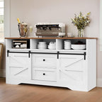YITAHOME Buffet Cabinet with Drawers, 59" Large Sideboard Buffet Storage Cabinet with Shelves and Doors, Modern Farmhouse Coffee Bar Station Wood Kitchen Table for Kitchen, Dining Room, White