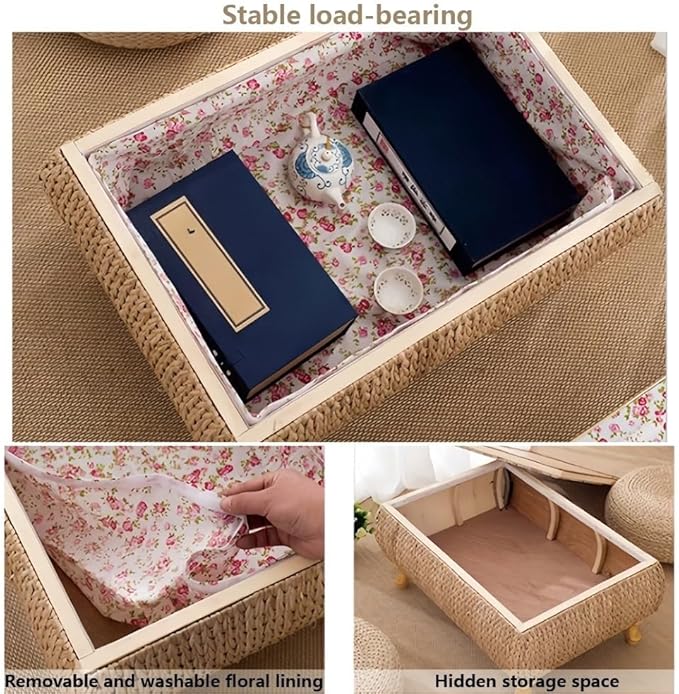 Japanese-Style Rattan Floor Table - Image 5