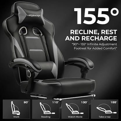 GTPLAYER Gaming Chair with Footrest, Big and Tall Game Chair 350lb Racing Style - Image 4