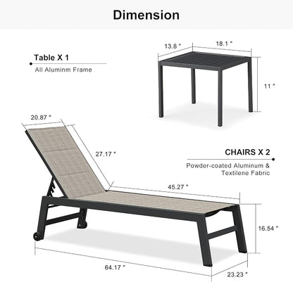 PURPLE LEAF Outdoor Chaise Lounge Set of 4 Aluminum Patio Lounge Chair - Image 2