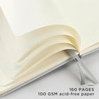 &And Per Se Dotted Journal Notebook, A5 Hardcover Leather Bullet Dotted Journal, 160 Pages 100 gsm Thick Dotted Paper，3 Sheets of Stickers Included - 5.7'' x 8''（Grey）