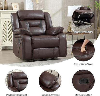EBELLO Faux Leather Manual Recliner Chair, Modern Design Single Reclining Sofa - Image 3