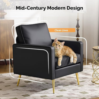 VINGLI Modern PU Leather Accent Chairs Set of 2, Single Sofa Chair - Image 4