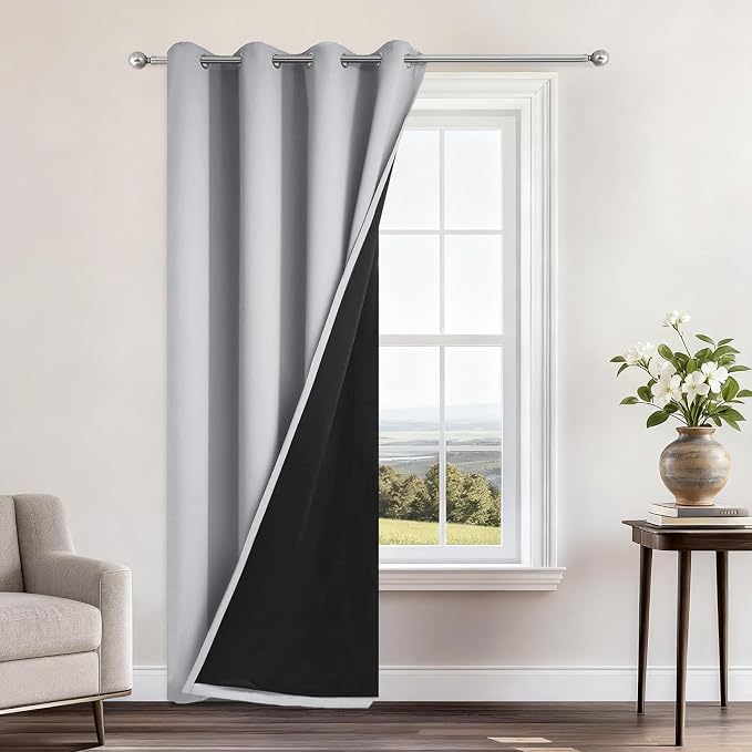 Yakamok Light Grey 100% Blackout Curtains 84 Inches Long 52" Wide 1 Panel | by Yakamok